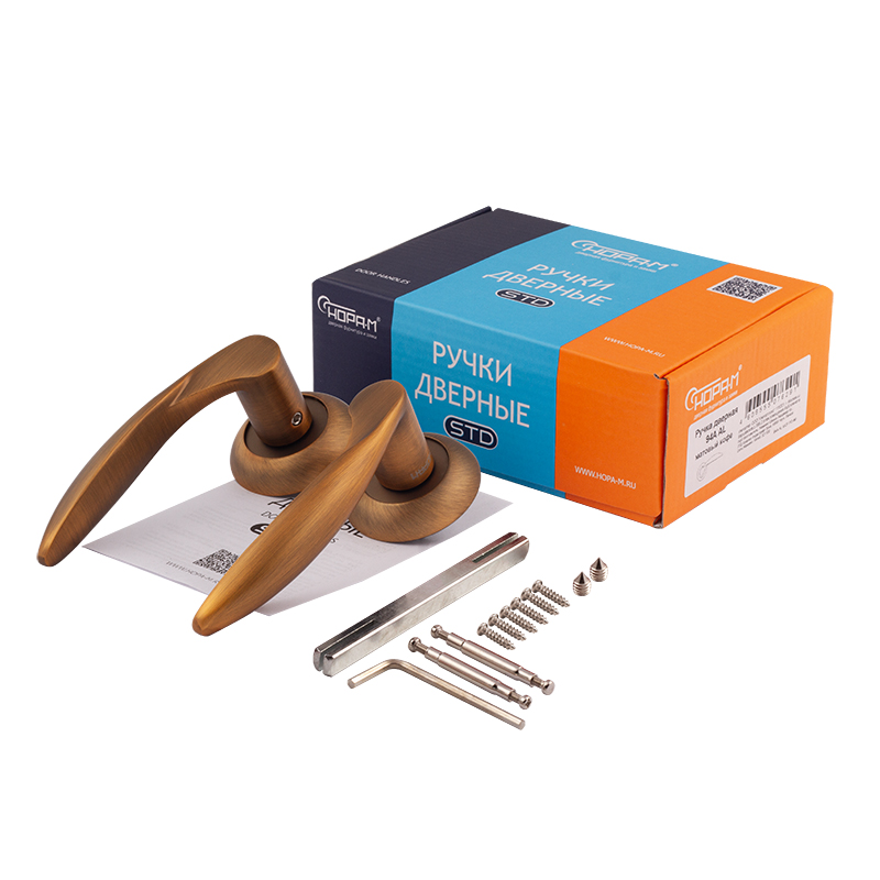 Комплектация и упаковка Ручка дверная 94А AL цвет Матовый кофе Нора-М