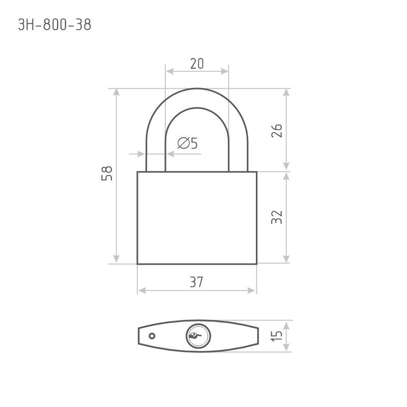 Схема Замок навесной ЗН-800 цвет Темный Нора-М