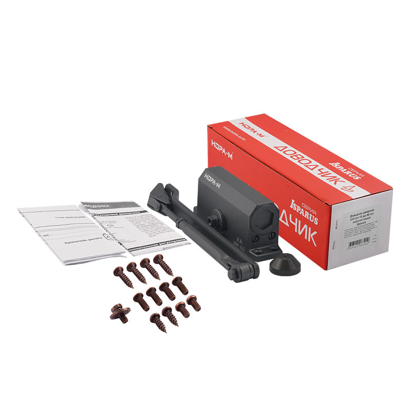 Комплектация и упаковка Доводчик дверной 410 ISPARUS от 15 до 60 кг цвет Графит (7016) Нора-М