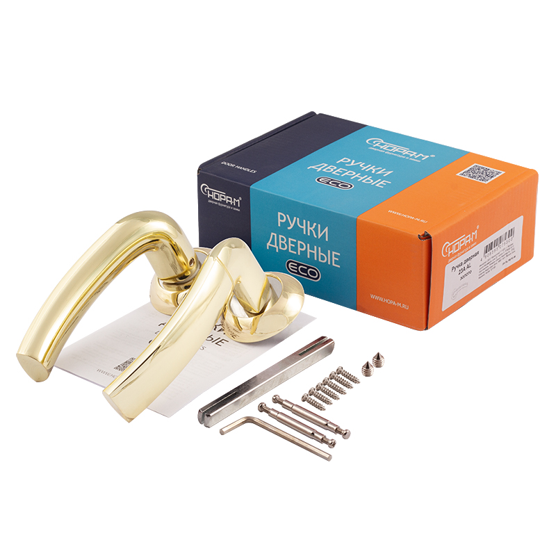 Комплектация и упаковка Ручка дверная 23А AL цвет Золото Нора-М