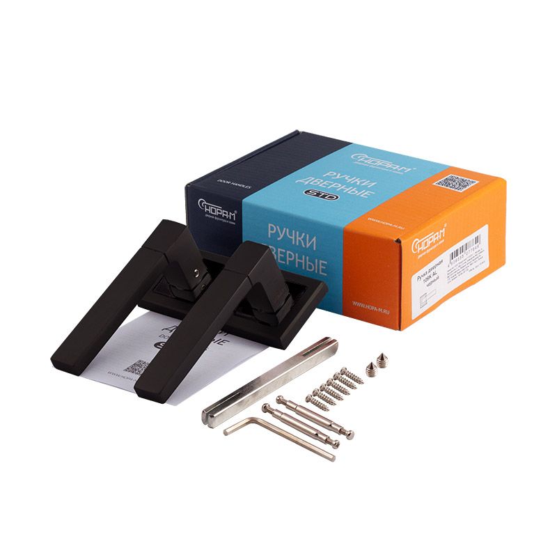 Комплектация и упаковка Ручка дверная 109К AL цвет Черный Нора-М