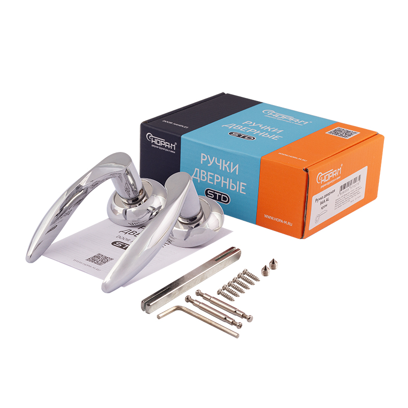 Комплектация и упаковка Ручка дверная 94А AL цвет Хром Нора-М