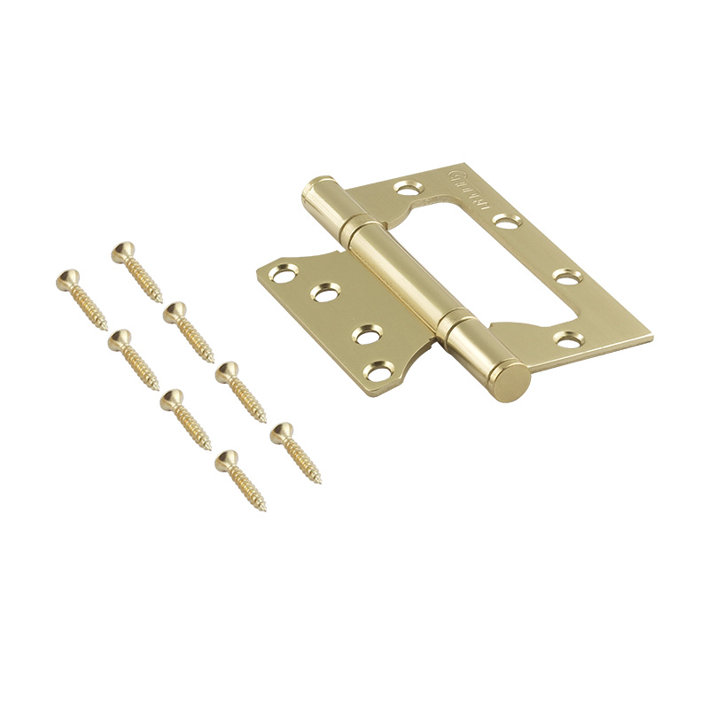 Комплектация и упаковка Петля без врезки 800-4" (100*75*2,5) без колп. цвет Матовое золото Нора-М