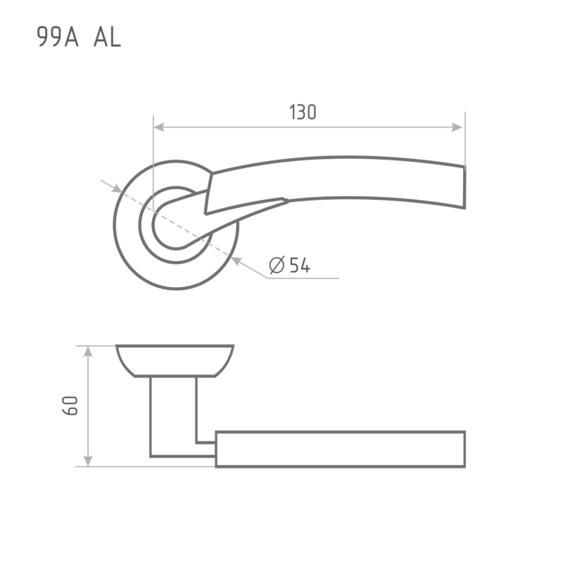 Схема Ручка дверная 99А AL цвет Золото Нора-М