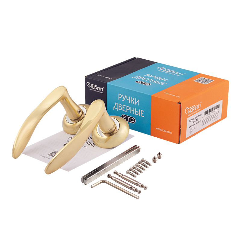 Комплектация и упаковка Ручка дверная 38А цвет Матовое золото Нора-М