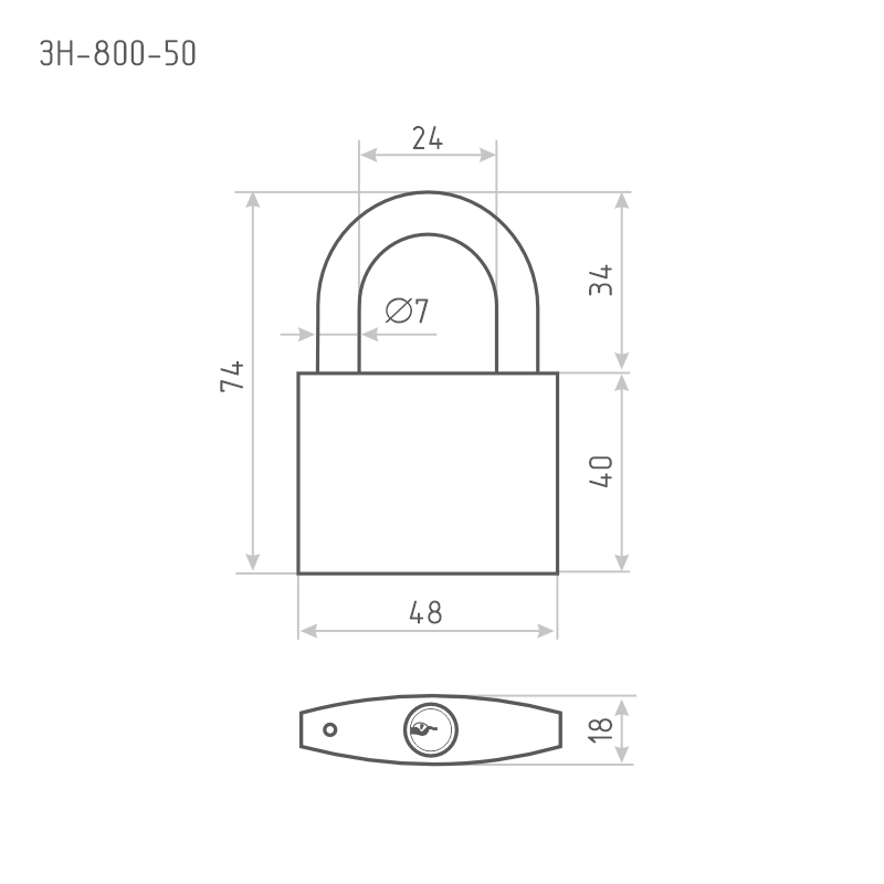 Схема Замок навесной ЗН-800 цвет Темный Нора-М
