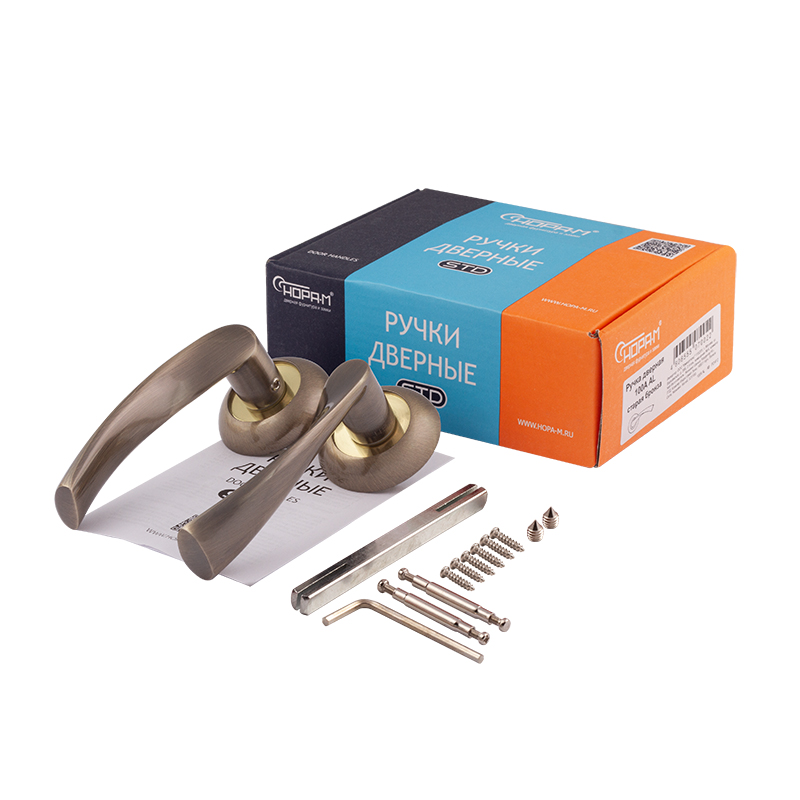 Комплектация и упаковка Ручка дверная 100А Al цвет Старая бронза Нора-М