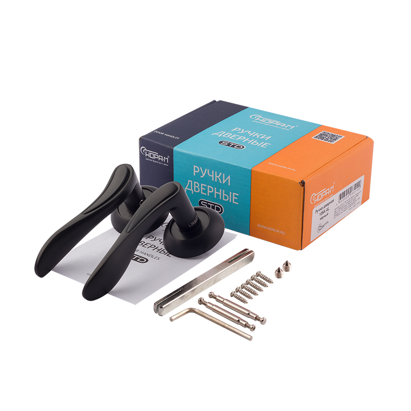 Комплектация и упаковка Ручка дверная 105А AL цвет Черный Нора-М