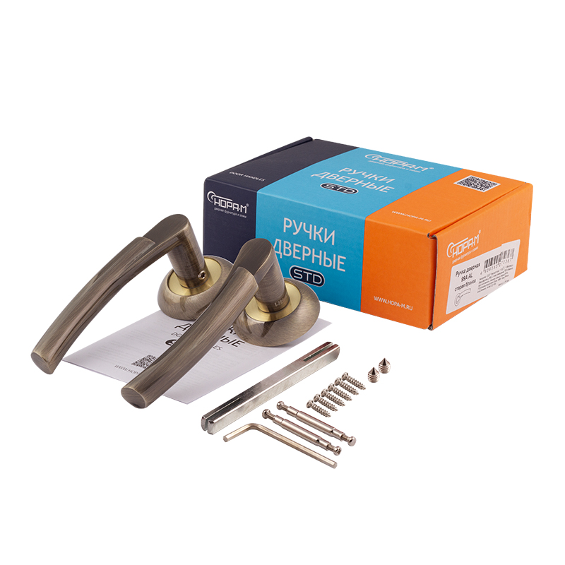 Комплектация и упаковка Ручка дверная 99А AL цвет Старая бронза Нора-М