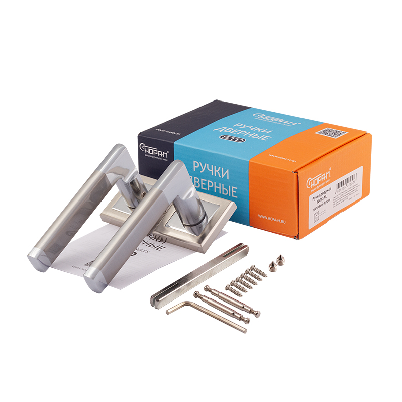 Комплектация и упаковка Ручка дверная 108K AL цвет Матовый никель Нора-М