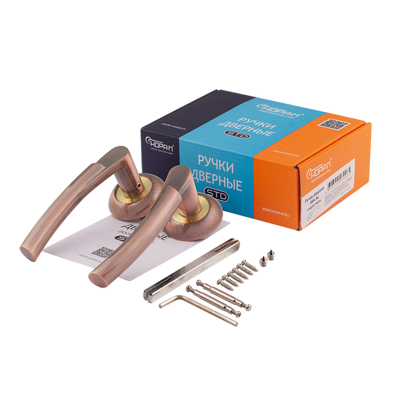 Комплектация и упаковка Ручка дверная 99А AL цвет Старая медь Нора-М