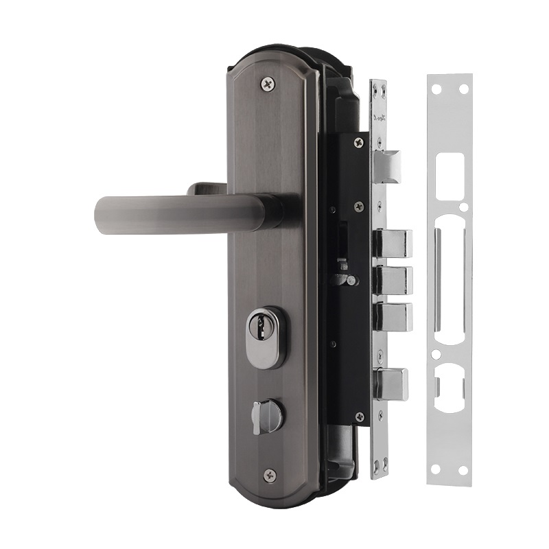 Замок врезной для китайских дверей 200-68 STD правый цвет Матовый хром/черный никель Нора-М