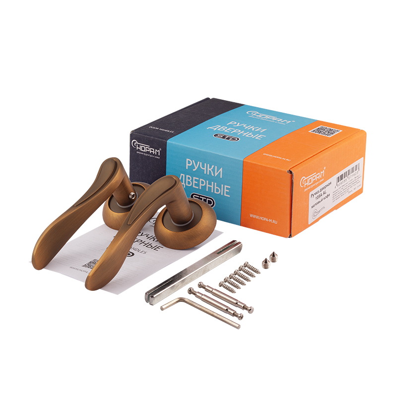 Комплектация и упаковка Ручка дверная 105А AL цвет Матовый кофе Нора-М