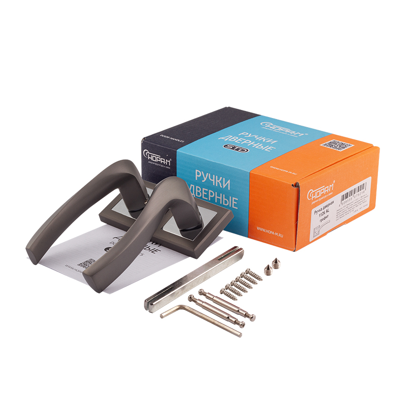 Комплектация и упаковка Ручка дверная 112К AL цвет Графит Нора-М