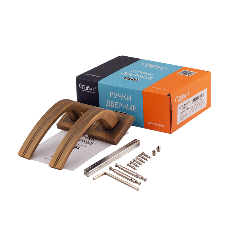 Комплектация и упаковка Ручка дверная 106К AL цвет Матовый кофе Нора-М