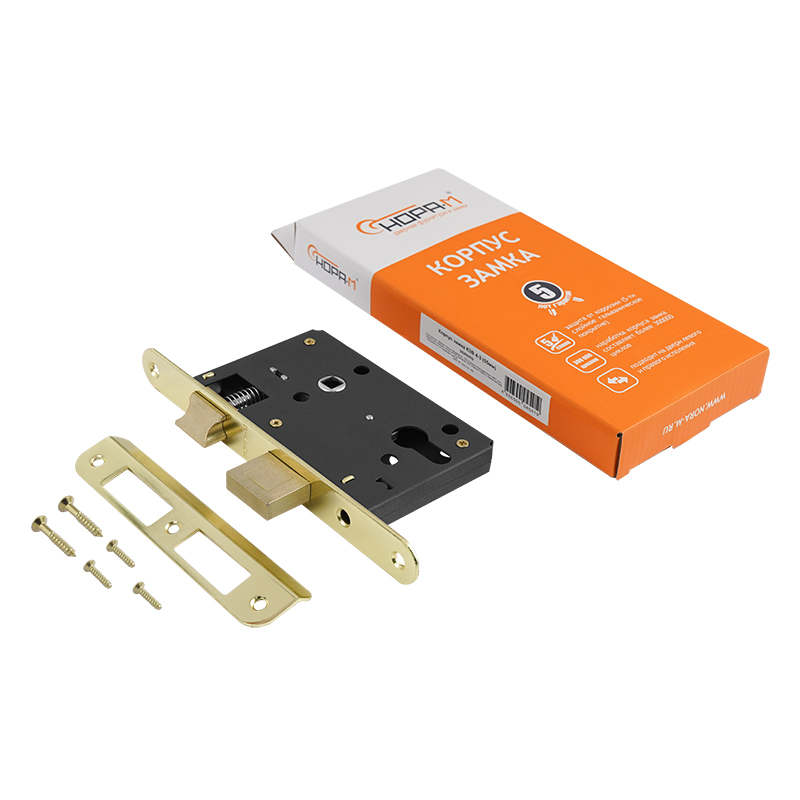 Комплектация и упаковка Корпус замка врезного КЗВ 4-3 цвет Золото Нора-М