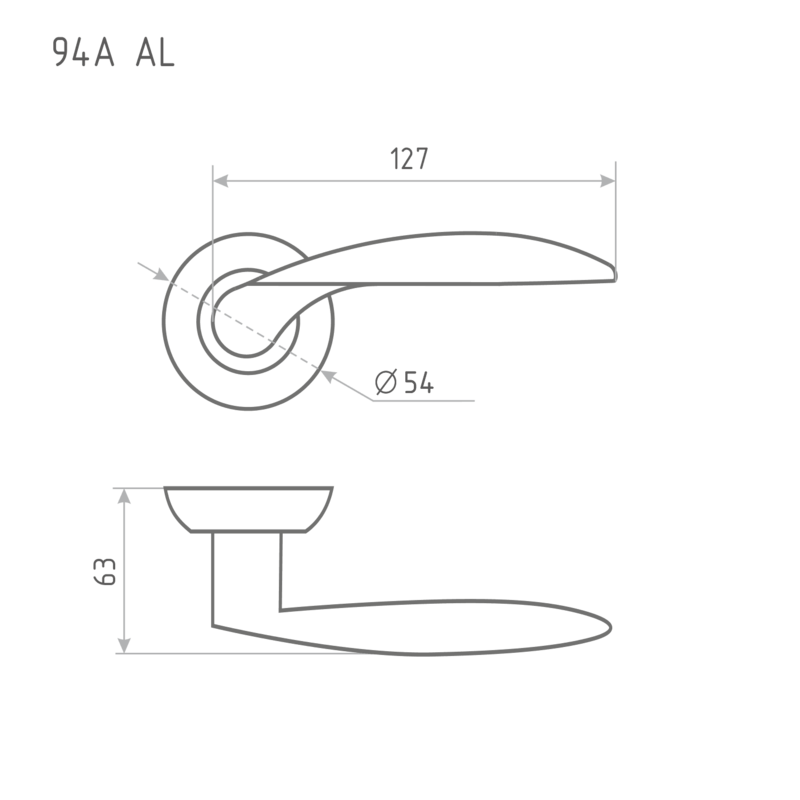 Схема Ручка дверная 94А AL цвет Белый Нора-М