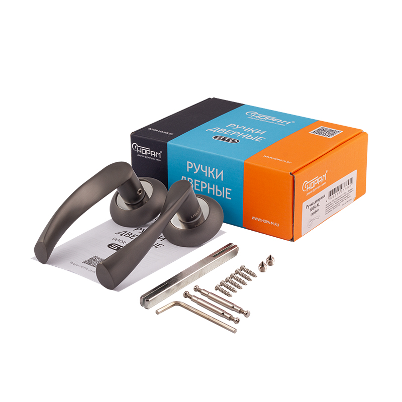 Комплектация и упаковка Ручка дверная 100А Al цвет Графит Нора-М