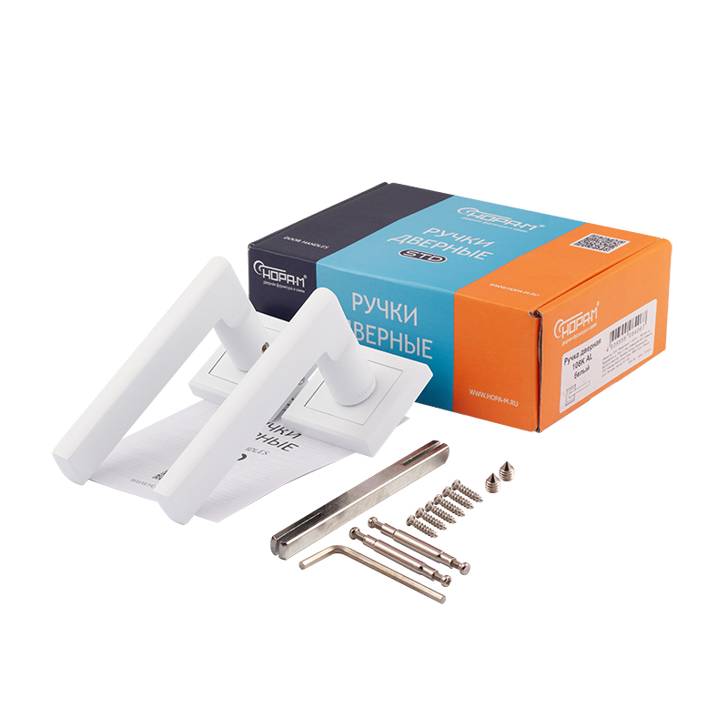 Комплектация и упаковка Ручка дверная 108K AL цвет Белый Нора-М