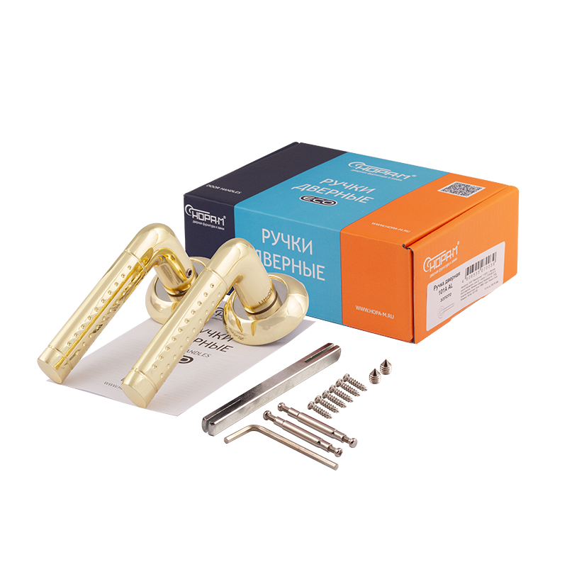 Комплектация и упаковка Ручка дверная 101А  цвет Золото Нора-М