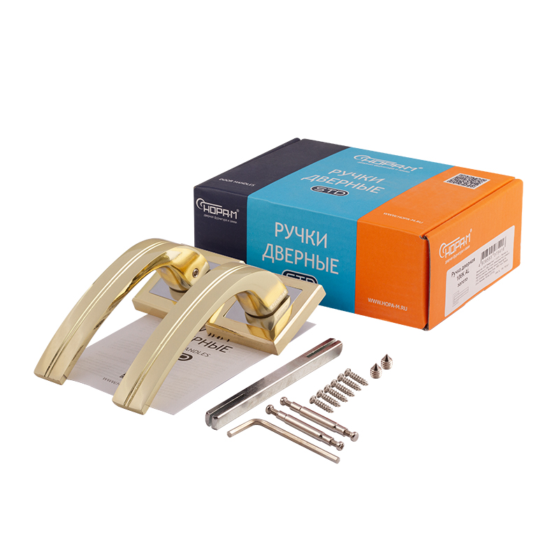 Комплектация и упаковка Ручка дверная 106К AL цвет Золото Нора-М