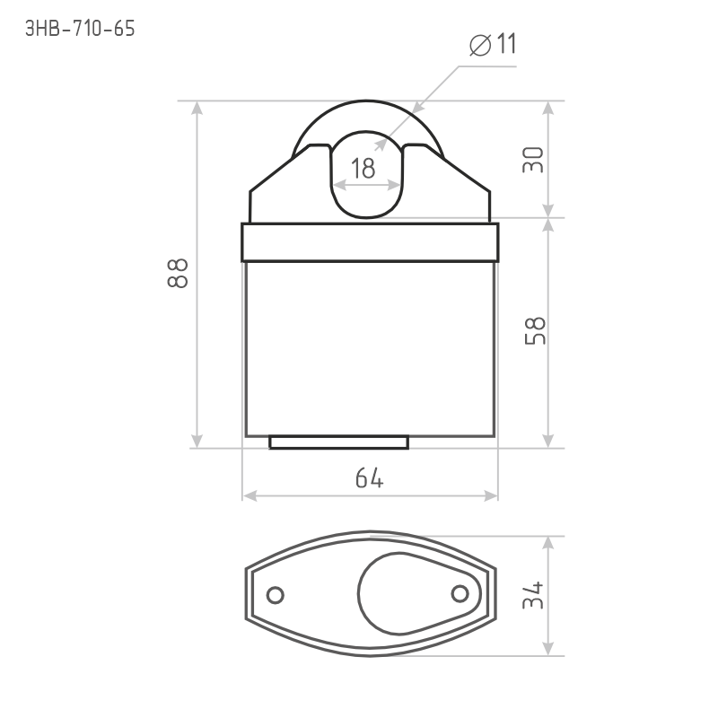 Схема Замок навесной всепогодный ЗНВ-710 цвет Красный Нора-М