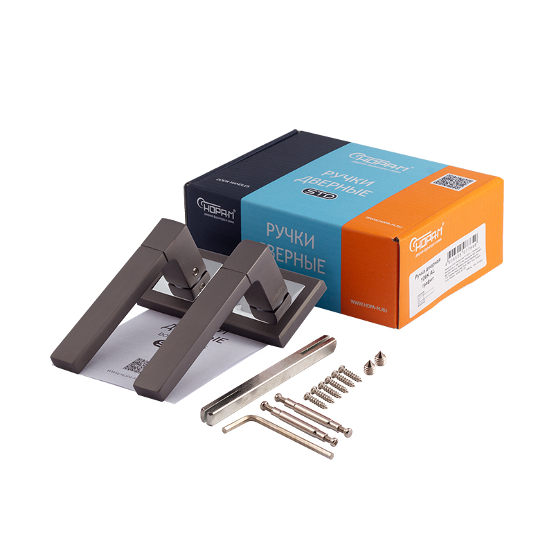 Комплектация и упаковка Ручка дверная 109К AL цвет Графит Нора-М