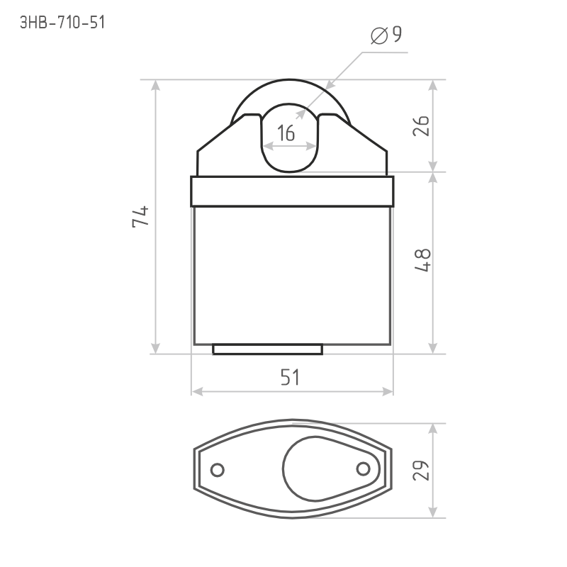 Схема Замок навесной всепогодный ЗНВ-710 цвет Красный Нора-М