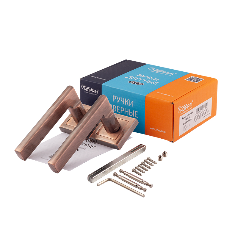 Комплектация и упаковка Ручка дверная 108K AL цвет Старая медь Нора-М