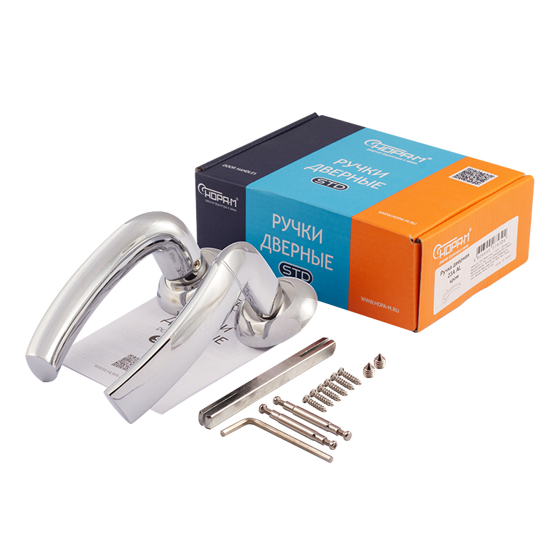 Комплектация и упаковка Ручка дверная 23А AL цвет Хром Нора-М