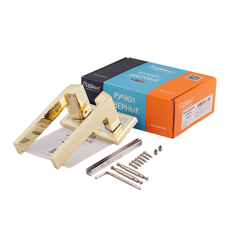 Комплектация и упаковка Ручка дверная 111K AL цвет Золото Нора-М