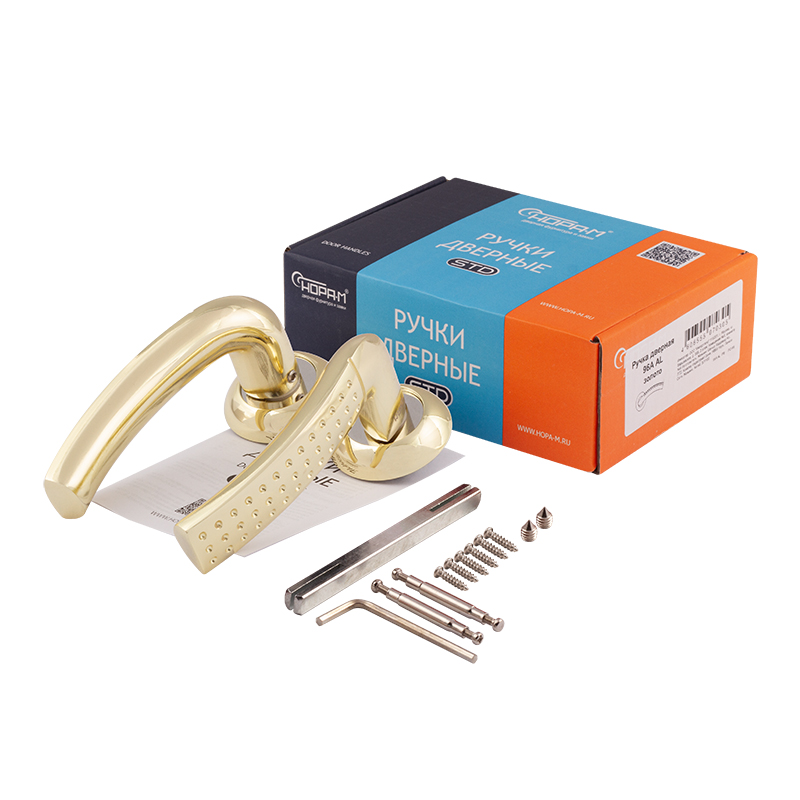 Комплектация и упаковка Ручка дверная 96А AL цвет Золото Нора-М