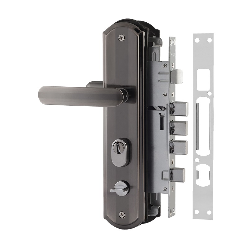 Замок врезной для китайских дверей 200-68 (правый) цвет Матовый никель/черный никель Нора-М