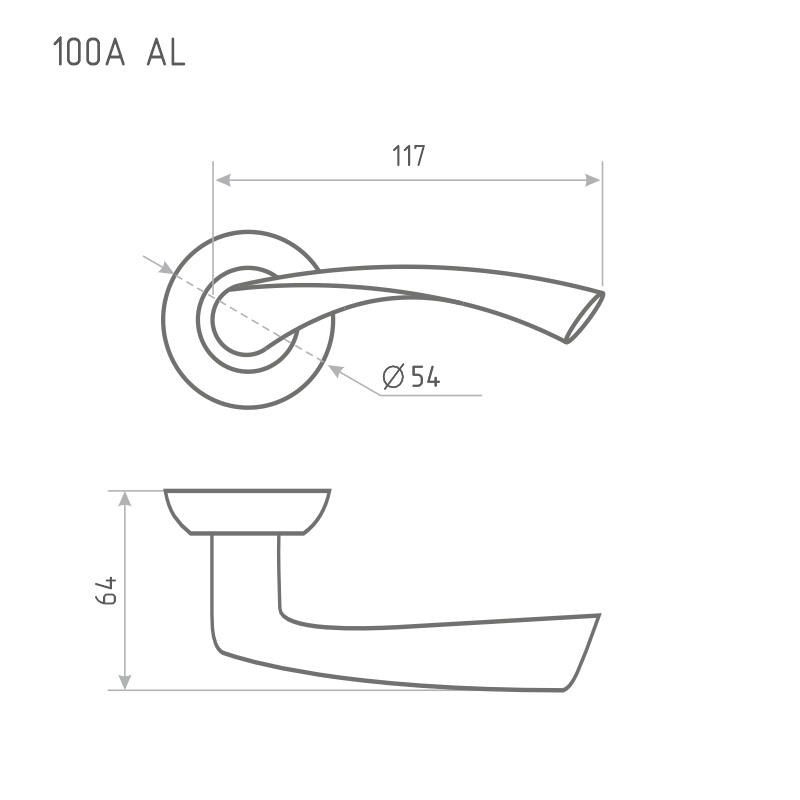 Схема Ручка дверная 100А Al цвет Белый Нора-М