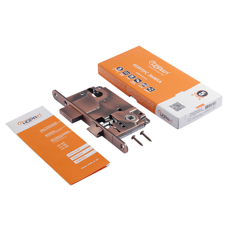 Комплектация и упаковка Корпус замка под цилиндр 25-85 мм цвет Старая медь Нора-М