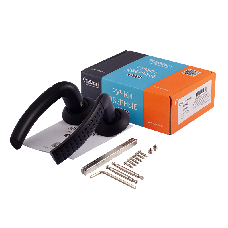 Комплектация и упаковка Ручка дверная 96А AL цвет Черный Нора-М