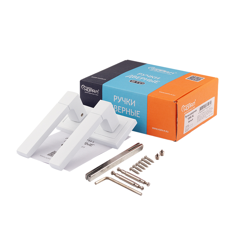 Комплектация и упаковка Ручка дверная 109К AL цвет Белый Нора-М