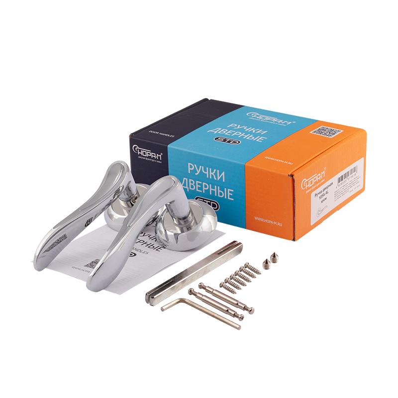 Комплектация и упаковка Ручка дверная 105А AL цвет Хром Нора-М