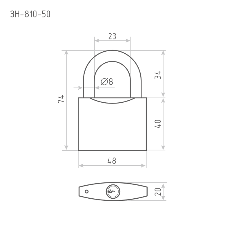Схема Замок навесной ЗН-810 цвет Латунь Нора-М