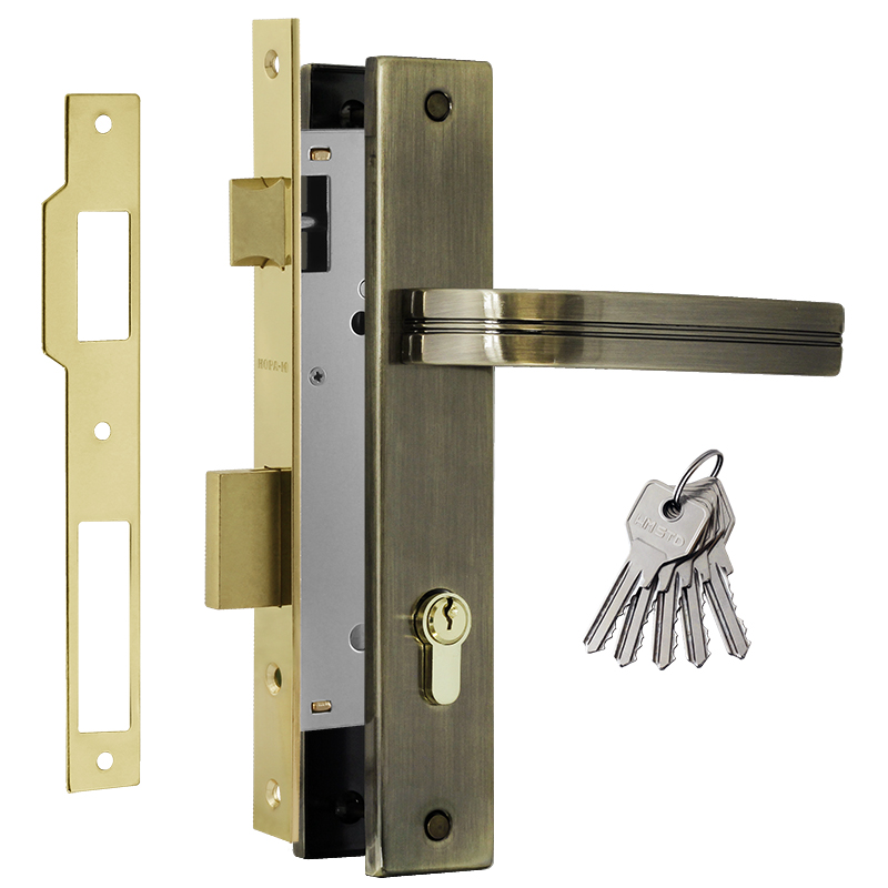 Замок врезной 106-85 К цвет Старая бронза Нора-М