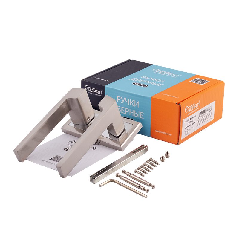 Комплектация и упаковка Ручка дверная 111K AL цвет Матовый никель Нора-М