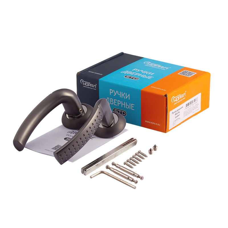 Комплектация и упаковка Ручка дверная 96А AL цвет Графит Нора-М