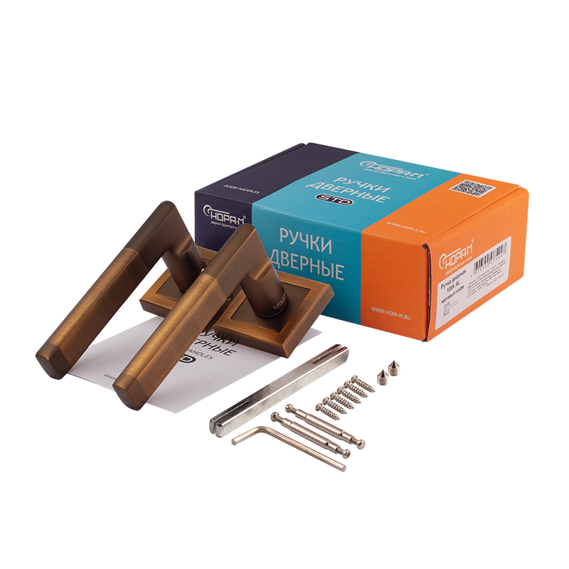 Комплектация и упаковка Ручка дверная 108K AL цвет Матовый кофе Нора-М