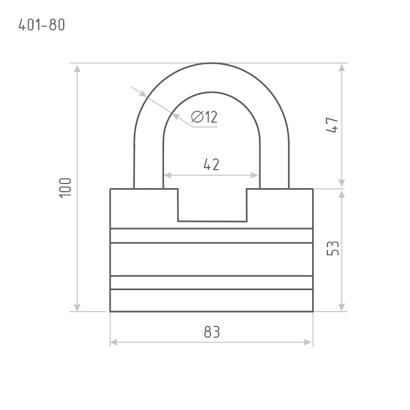 Схема Замок навесной ЗН-401 цвет Серый Нора-М