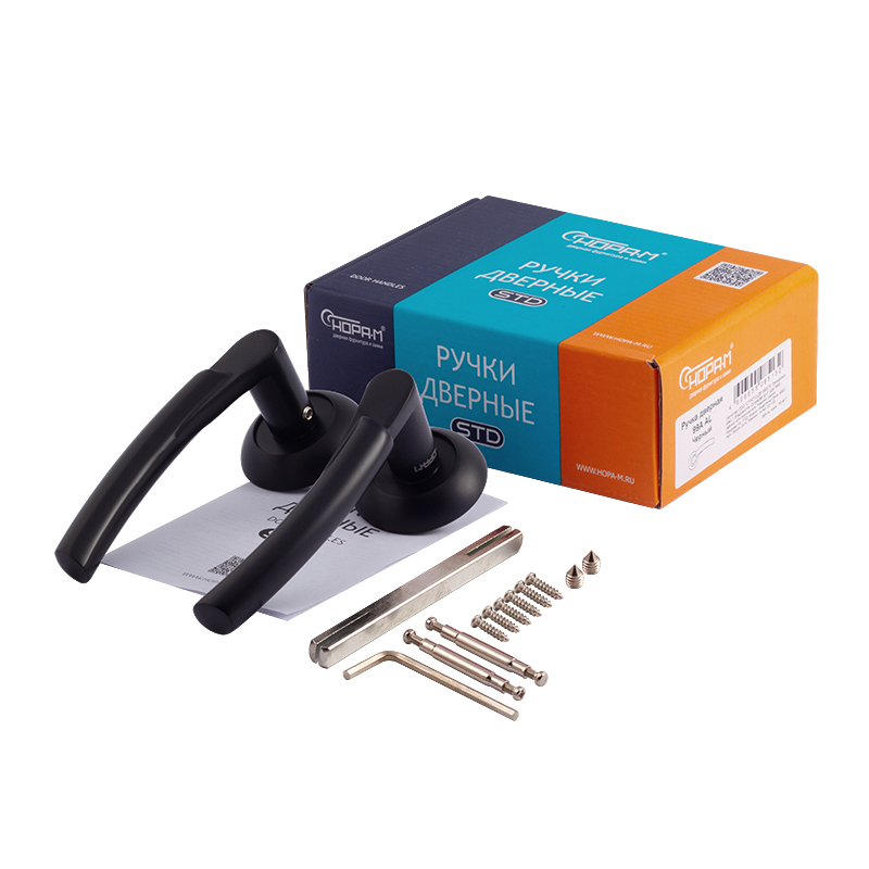 Комплектация и упаковка Ручка дверная 99А AL цвет Черный Нора-М