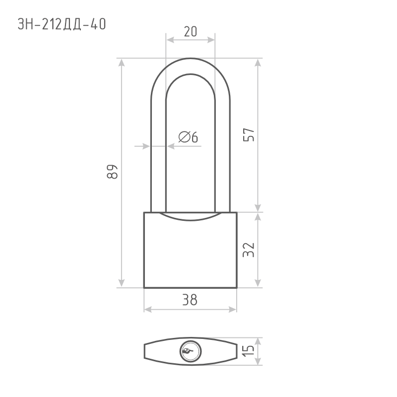 Схема Замок навесной ЗН-212ДД цвет Темный Нора-М