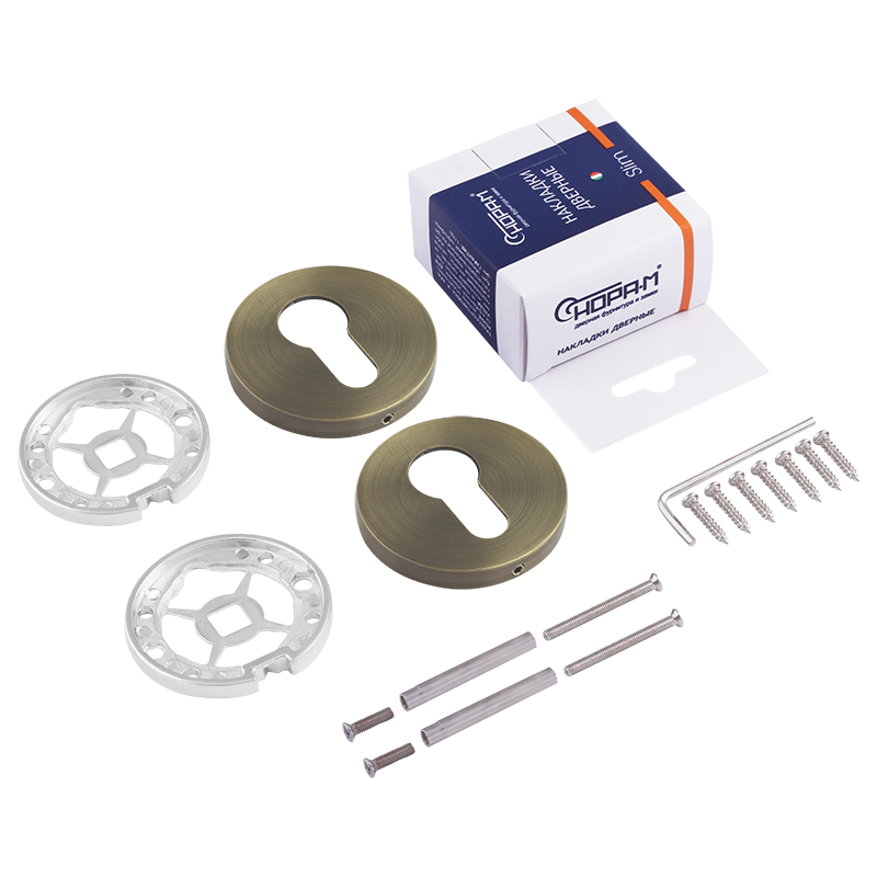 Комплектация и упаковка Накладка дверная НК-A Slim цвет Старая бронза Нора-М