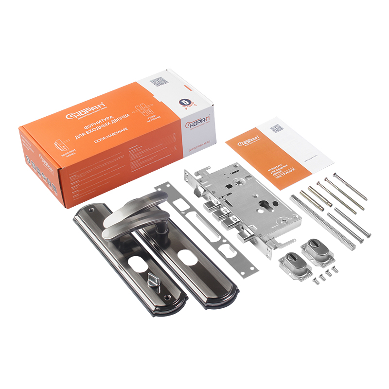 Комплектация и упаковка Замок врезной для китайских дверей 200-68 (правый) цвет Матовый никель/черный никель Нора-М