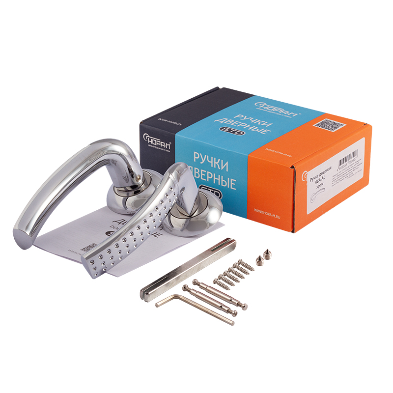 Комплектация и упаковка Ручка дверная 96А AL цвет Хром Нора-М