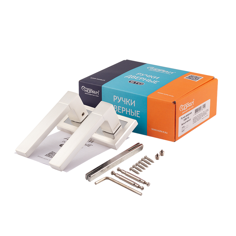 Комплектация и упаковка Ручка дверная 109К AL цвет Белый жемчуг Нора-М